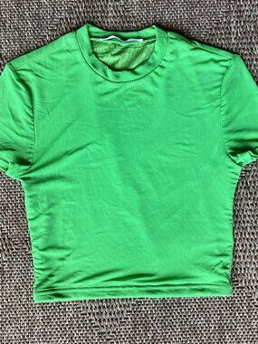 Salty Green Mesh Cropped SS Top – Small